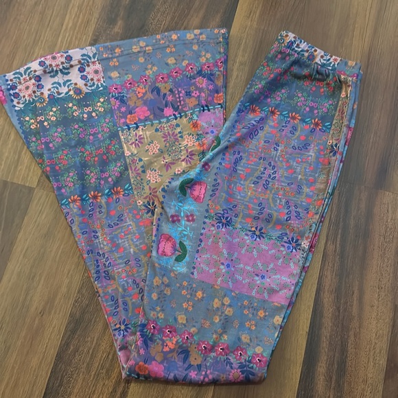 Natural Life Floral Paisley Boho Flare Wide Bell Bottom Leggings Pant Size XS - Picture 8 of 8